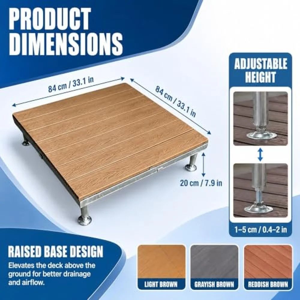 Raised Deck Platform WPC Decking Waterproof Composite Tile Interlocking
