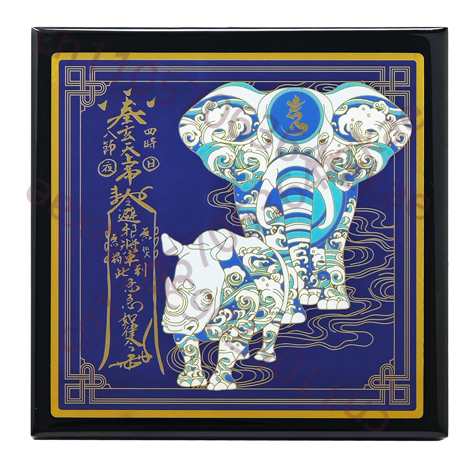 

Feng Shui Anti-Burglary Plaque Rhinoceros and Elephant Home Protection Guarding Wealth Good Luck Amulet Statue