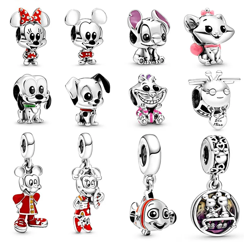 Wholesale 10 Pcs/lot Disney Mickey Minnie Mickey Mouse Stitch The Little Mermaid Beads Fit Bracelet for Women DIY Jewelry