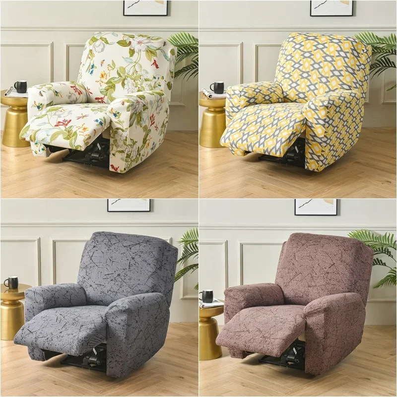 Printed Recliner Sofa Cover Geometric Lazy Boy Chair Covers Spandex Lounge Single Seat Slipcover Living Room Furniture Protector