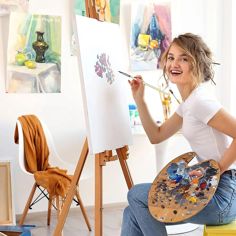 مجموعة فرش الطلاء، 10 قطع من فرش الفنان للرسم مع جودة فنية دائرية، مسطحة، زاوية، فيلبرت، جودة فنية احترافية على القماش، الخشب، الوجه