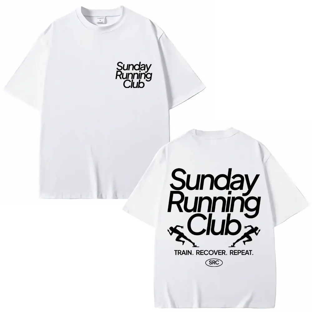 Sunday Running Club Graphic T-Shirt Men Women Sport Trendy Novelty T Shirt Oversized Pure Cotton Casual T Shirts Streetwear Male