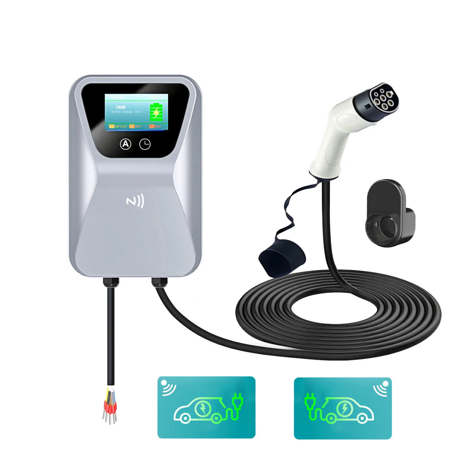 

7KW 32A Large 4.3Inch Screen EV Charging Station With Hook EV Charging Station Safe