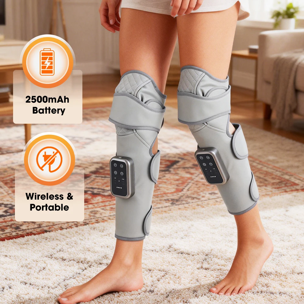 

Массажер для ног и коленей 360 Full Leg & Knee 2-в-1 с 3 режимами, воздушной компрессией для икр и регулируемым горячим компрессом для улучшения кровообращения
