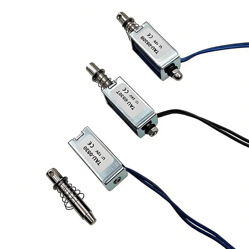 4 Peças Solenoide de Estrutura Aberta TAU-0530, Eletroímã com Força de 700g, DC 6V/12V/24V, Curso de 10mm, Ação Push-Pull, TAU-0530T TAU-0530B