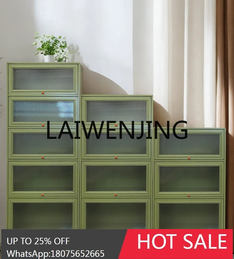 American Country Solid Wood Bookcase Flap-up Door Living Room Chest of Drawers Sofa Display Storage Bookshelf