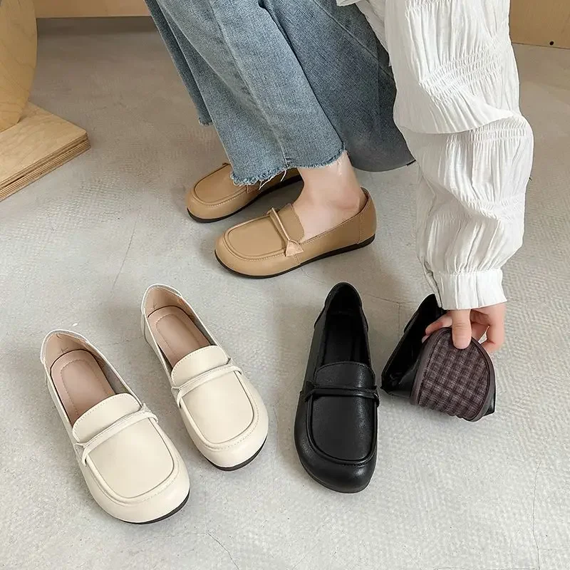 

Белые туфли для женщин, лоферы, черные слипоны, шикарные и элегантные повседневные туфли высокого качества в корейском стиле, эстетичная уличная женская обувь на плоской подошве