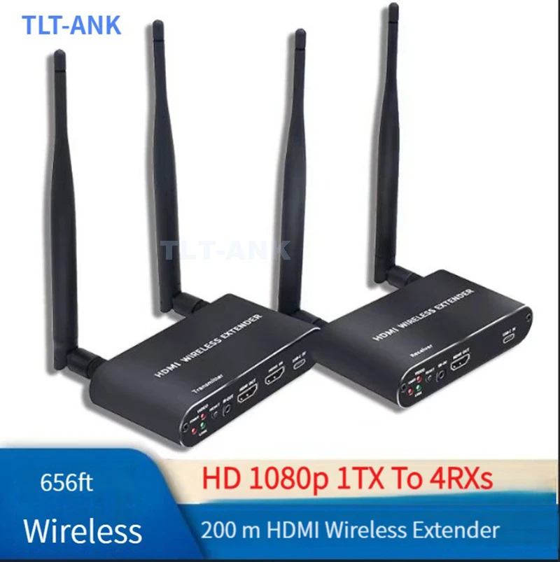 TLT-ANK 656ft Wireless HDMI Extender 200M WiFi HDMI Extension Video Transmit 1 to 3 1080P for Camera Projector TV