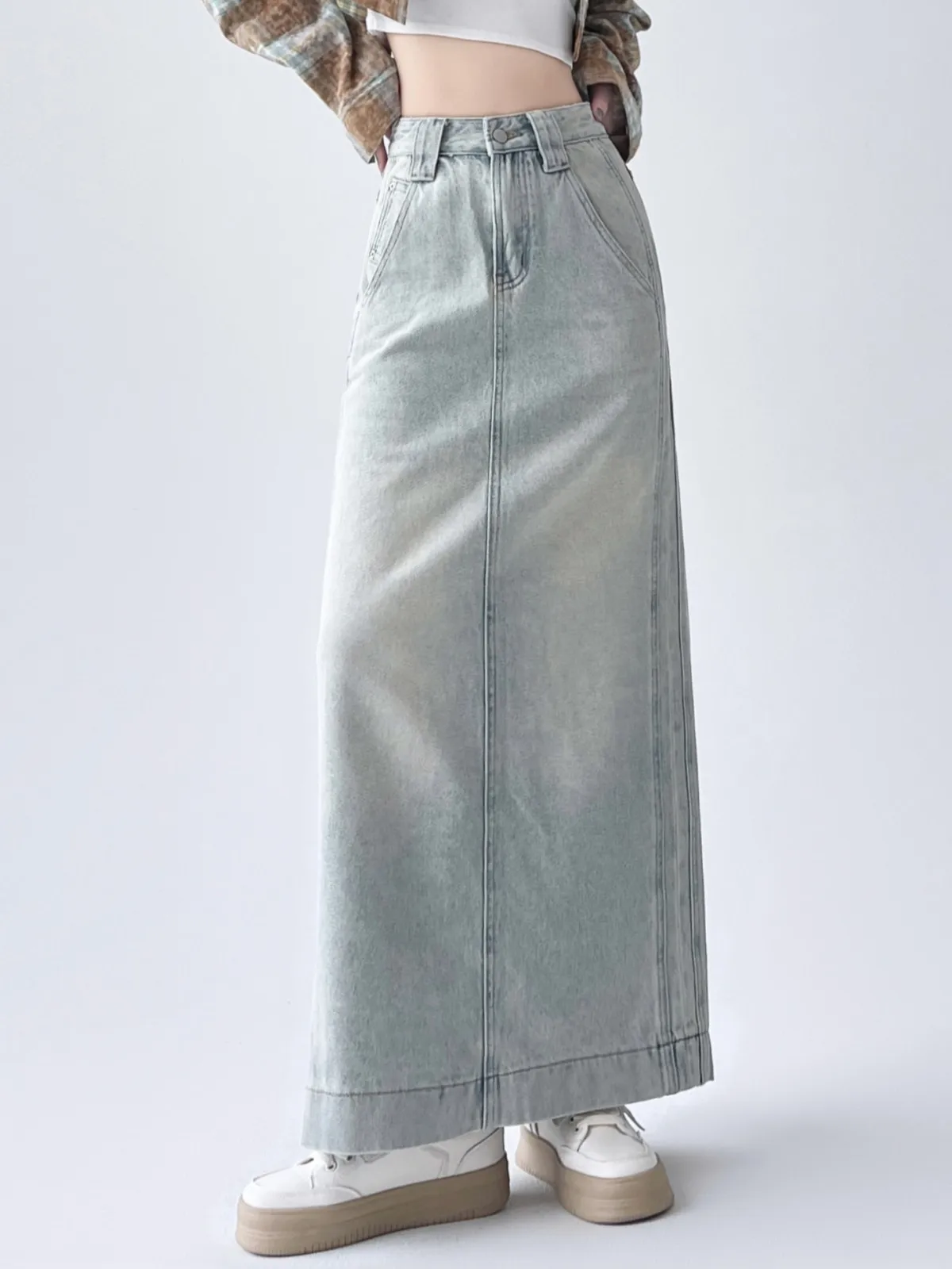 

ZHISILAO New High Waist Long Skirt Women Vintage Classic Denim Skirt Spring Summe 2024 Streetwear