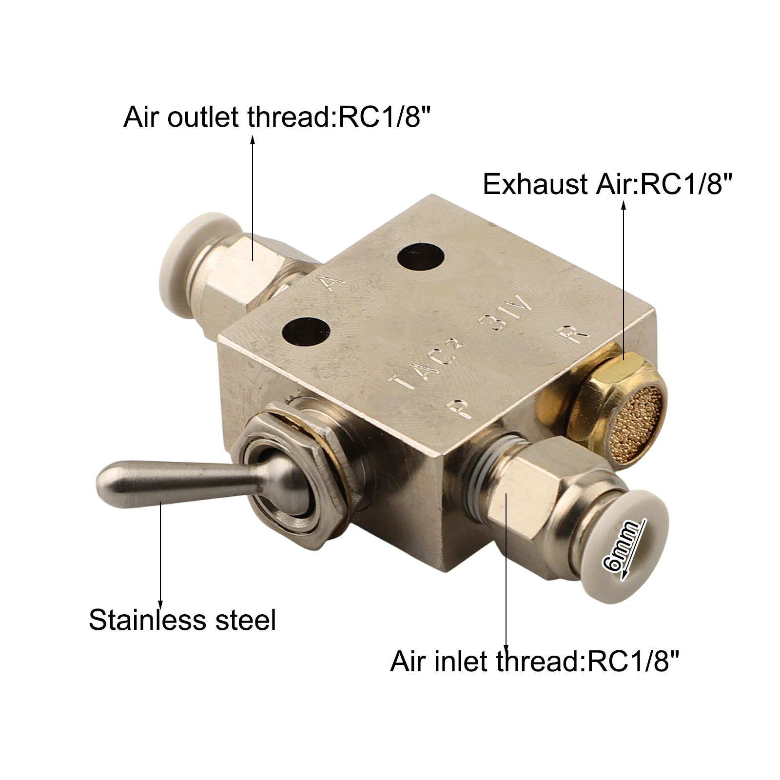 

Industrial Applications 31.8*16*53.5mm 3 Way Valve 2 Position Valve Controlled By Mechanical Force Metal Material