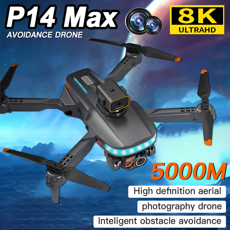 

Professional P14 drone 4k High-Definition8K HD Dual Camera Aerial Photography Foldable RC Quadcopter Height Hold Apron Sell Toy