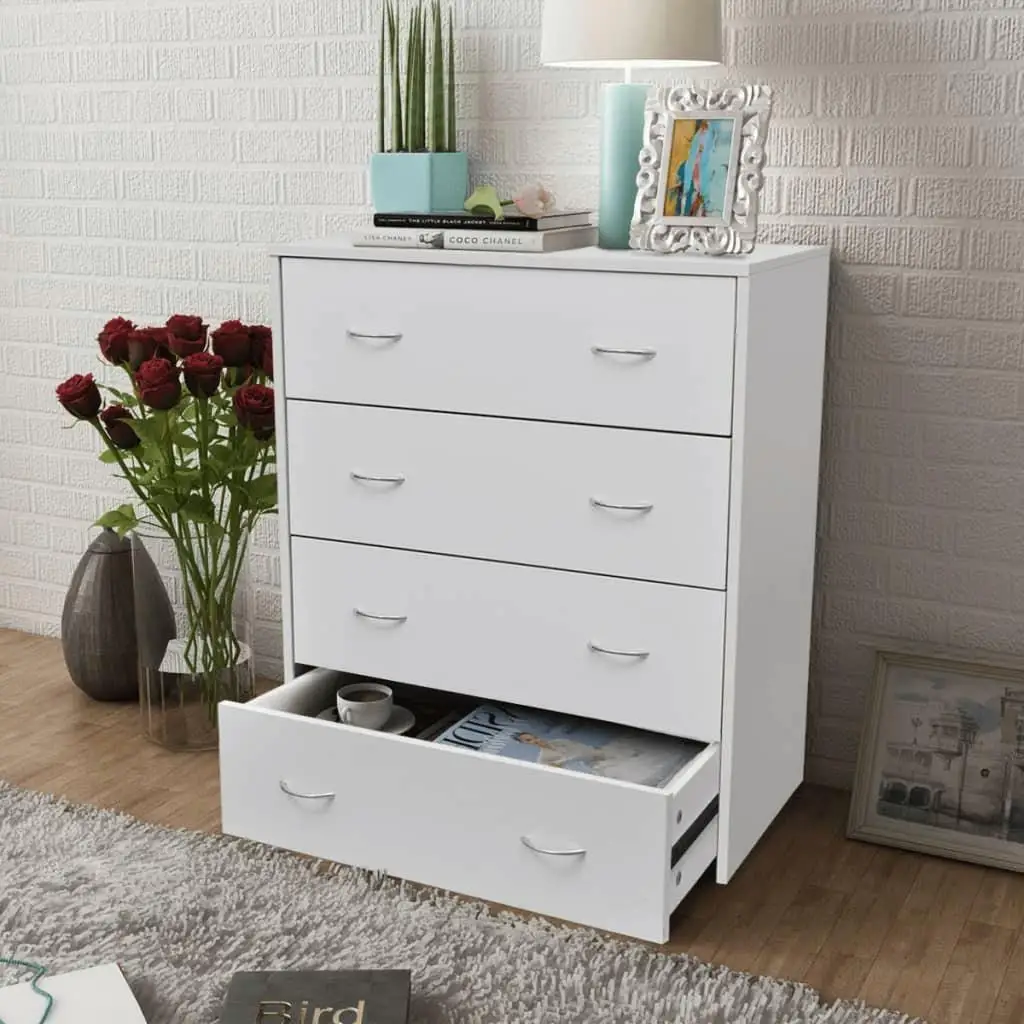 Modern White Sideboard Cabinet with 4 Drawers - 60x30.5x71 cm Storage Unit