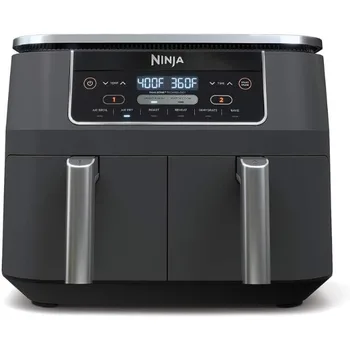 Image Ninja DZ201 Foodi 8 Quart 6-in-1 DualZone 2-Basket Air Fryer with 2 Independent Frying Baskets, Match Cook & Smart Finish