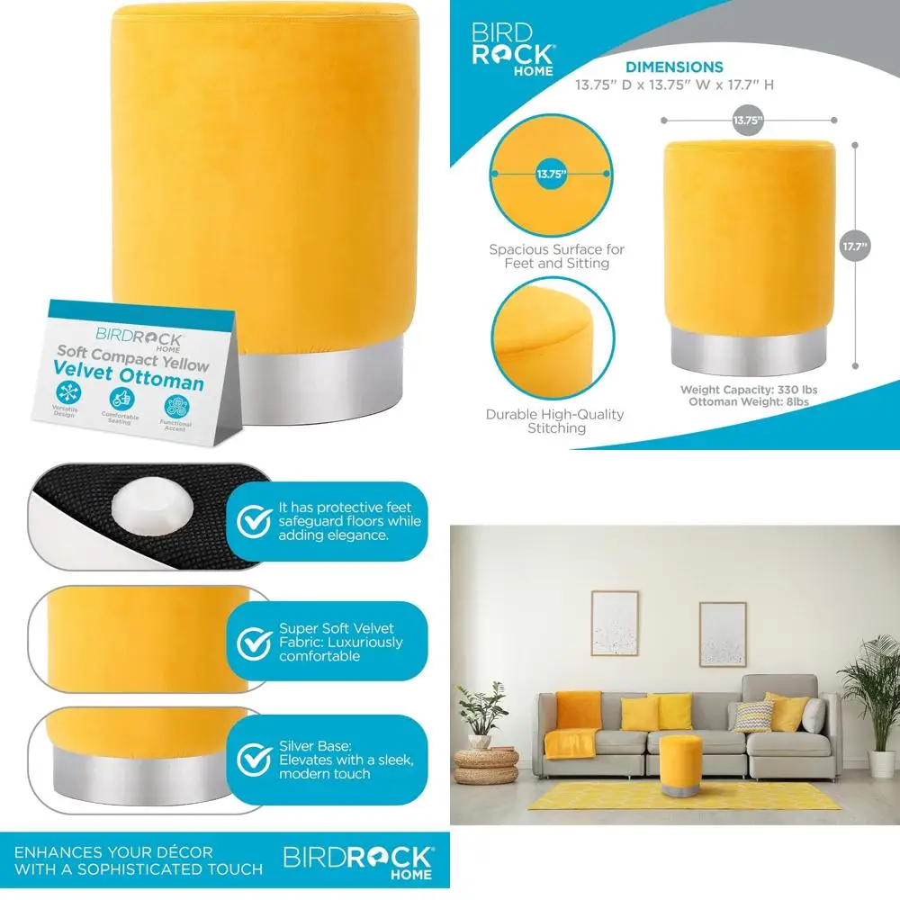 

Modern Padded Round Ottoman Stool - Perfect for Living and Bedroom Use - Compact Footrest