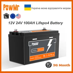 12V 24V 100Ah LiFePo4 Battery Pack Lithium Iron Phosphate Batteries Solar Power System for RV Car Camping Boat 12.8V US EU Stock