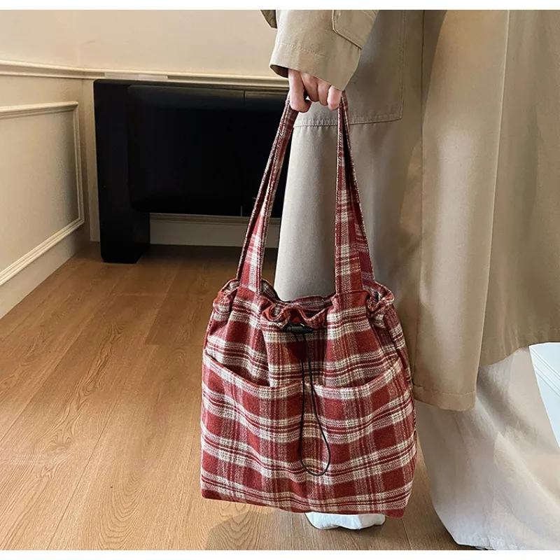 

Nylon Plaid Hasp Large Capacity Casual Tote 2026 New Trend Bags Durable Versatile Fashion Commuting To Work Women's Handbags