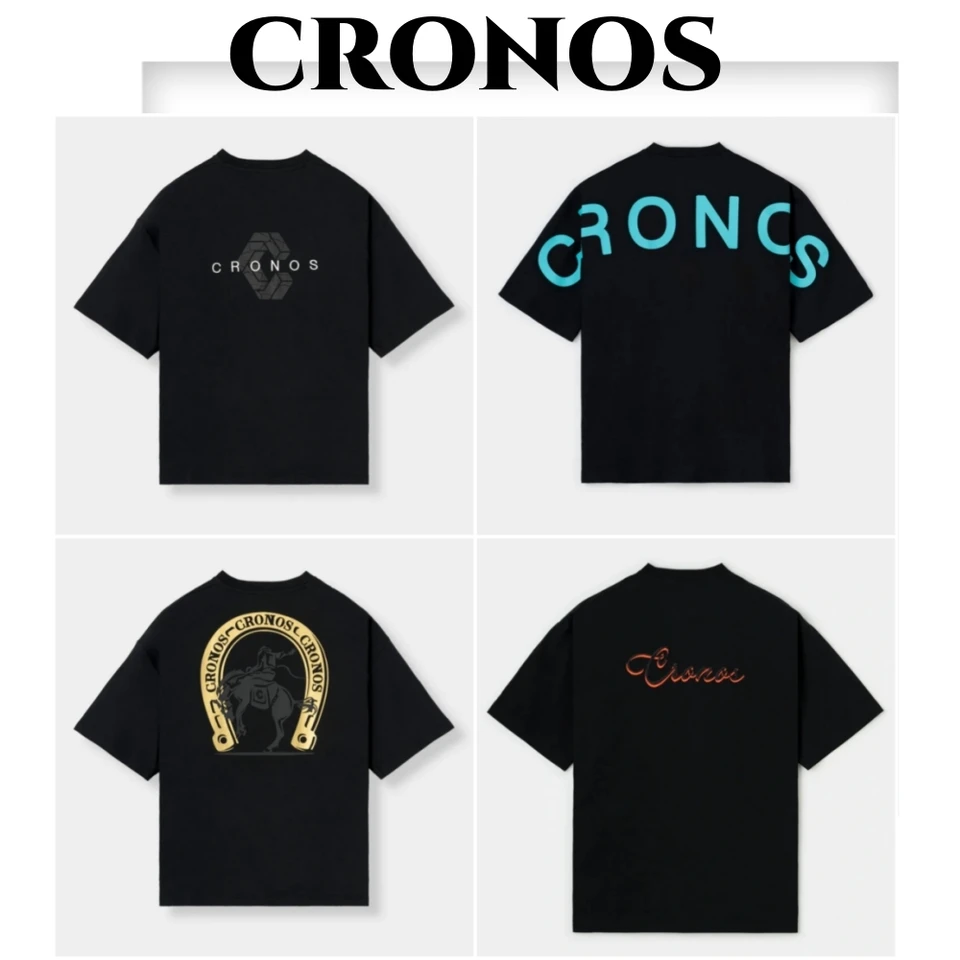 メンズ オーバーサイズ ブラック Tシャツ 「CRONOS」 グラフィック