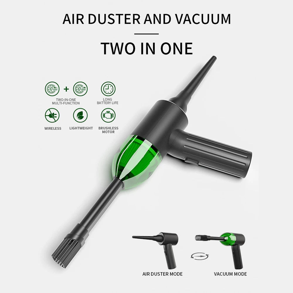 45000RPM Wireless Air Duster 2 In 1 USB Dust Blower Handheld Mini Vacuum Cleaner Compressed Air Blower Cleaning Tool For PC Car