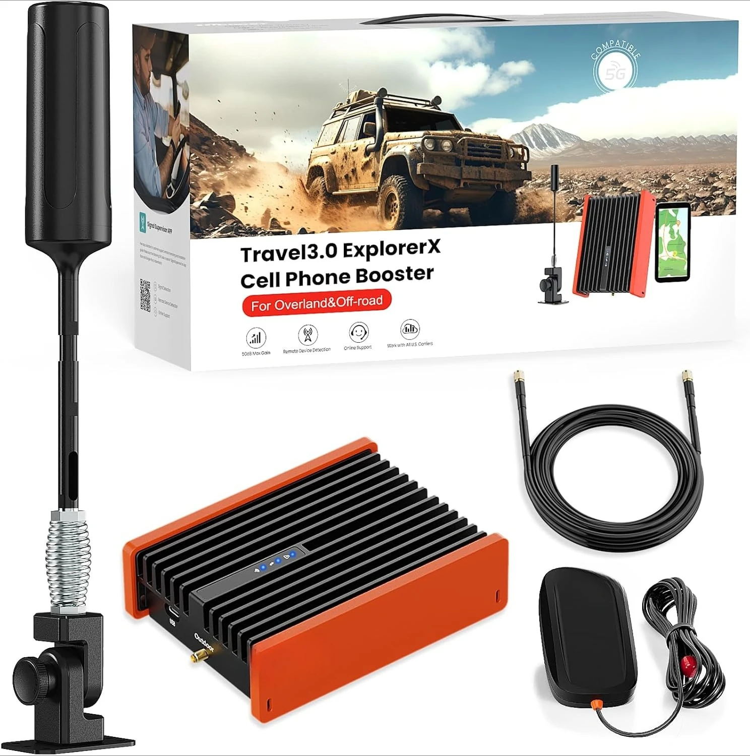 Cell Phone Signal Booster for Overland and Off-road Vehicle | Boosts 5G & 4G LTE for All Carriers - Verizon, AT&T, Hot Sale