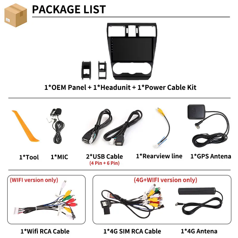 Android 15 Carplay For Subaru Forester 4 SJ 2016 - 2018 Levorg VM 2014 - 2020 WIFI 4G LTE Head Unit Car Radio BT 2din GPS Stereo