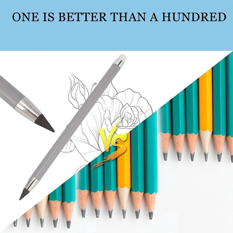 Lápis Infinito Inkless com Borracha, Desenho Lápis, Material de Escritório Escolar Apagável, 60Pcs