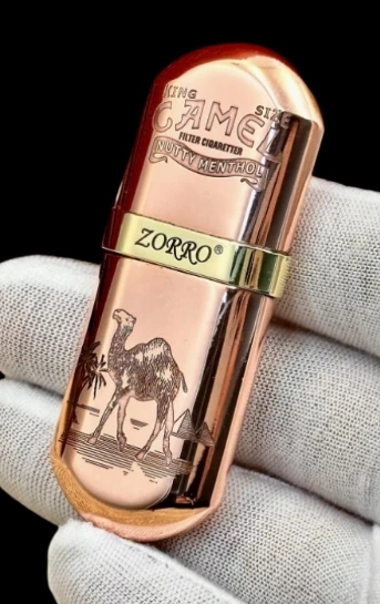 WZH 35g 7*3cm 516 purple copper Double-sided laser engraving camel kerosene lighter