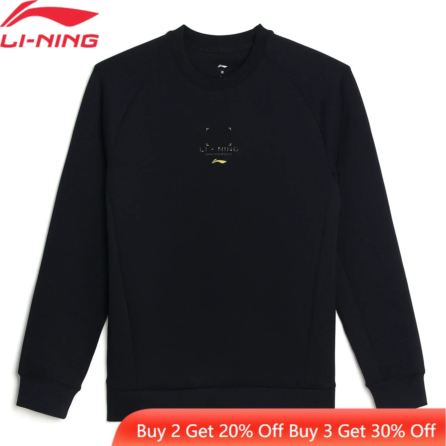 Li-Ning Men Training Crew Neck Sweatshirt Regular Fit 90%Polyester 10%Spandex Comfortable LiNing Sports Simple Pullover AWDU105