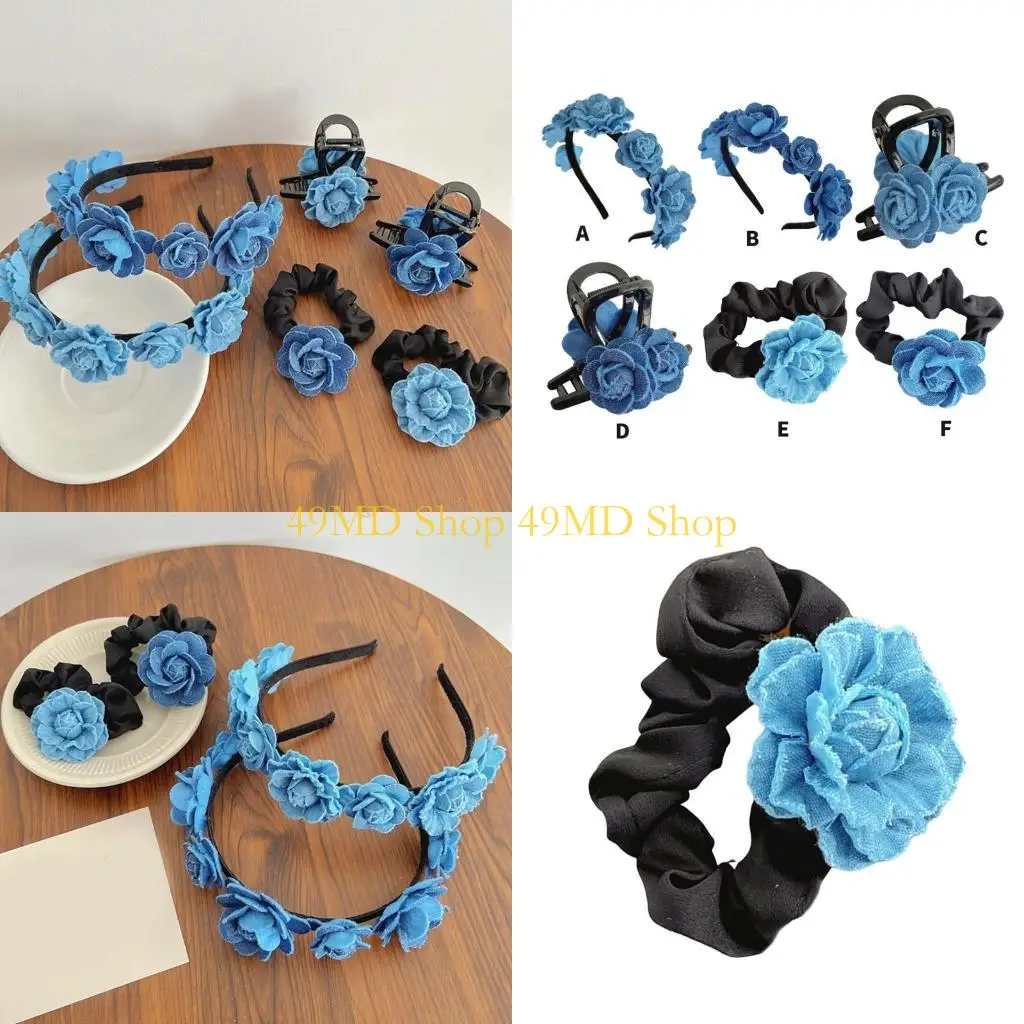 

49MD Delicate Camellia Headpiece Elegant Beautiful Headbands Comfortable Hair Hoop Camellia Hair Accessory