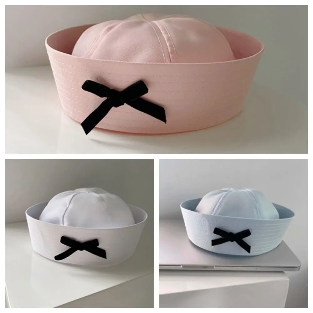 Bowknot Bow Beret Fashion Dome Cap Sailor Hat Cloth Korean Style Navy Cap Summer