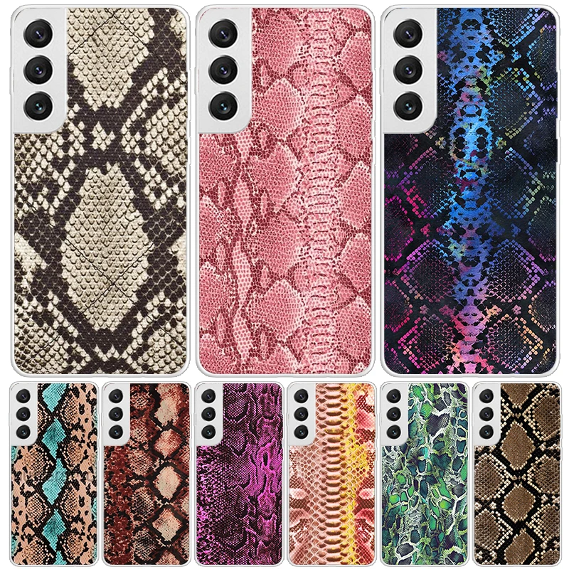 Pink Snake Skin Printing Drawing Phone Case For Samsung Galaxy S24 S23 S22 S21 FE S20 Ultra S10 Plus S10E S9 S8 + Art Customized