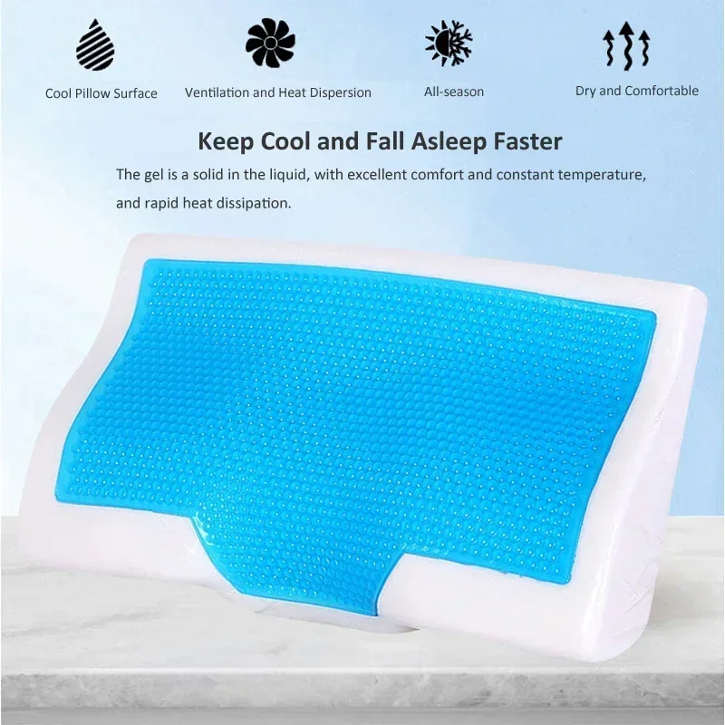 1PC Summer Gel Sleeping Pillow Slow Rebound Memory Foam Pillow for Sleep Neck Butterfly Orthopedic Pillow Memories 60x35x12/6cm