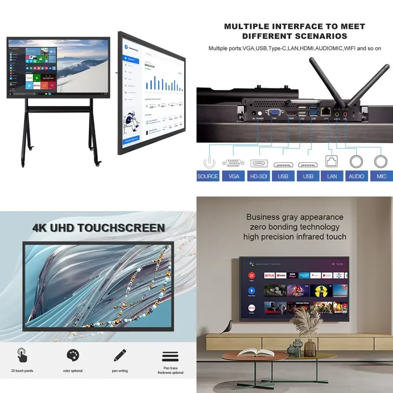 Big Size 75 Inch Smart White Board Electronic All In One Panel Android Educational Display Interactive Whiteboard For