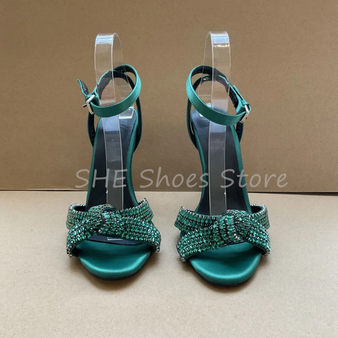 Luxury Handmade Rhinestones Butterfly Knot Decor Women Sandals Sexy Narrow Band Hight Heels Ladies Party Dress Shoes Pumps