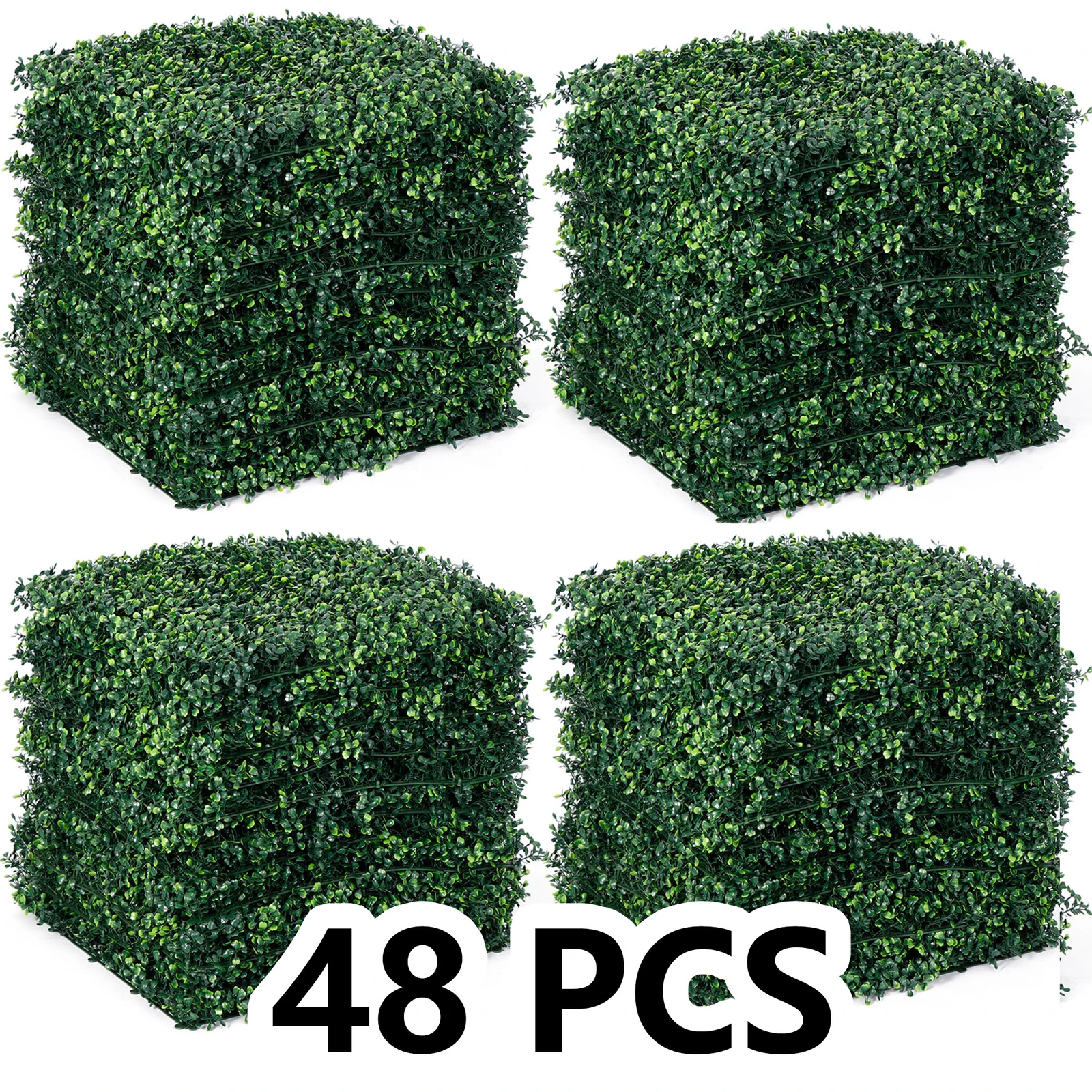 

48Pack 19×19'' Artificial Boxwood Hedge Panels Grass Backdrop Wall Privacy Fence