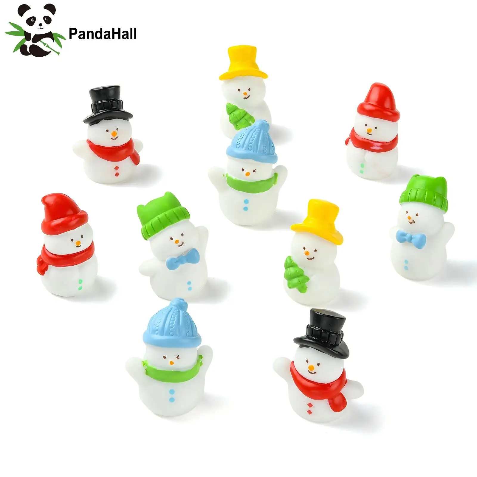 PandaHall 20 Stück 5 Stile Weihnachts-Schneemann-Mini-Ornamente aus Harz, Weihnachts-Mikrolandschaftsdekoration für DIY-Schmuck und Bastelarbeiten – Detail 8