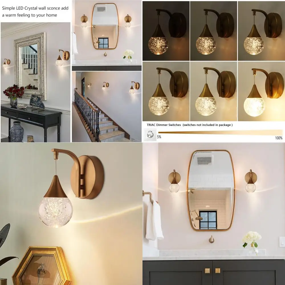 

Светодиодный настенный светильник из пузырькового стекла мощностью 5 Вт — теплый белый с регулируемой яркостью для домашнего декора