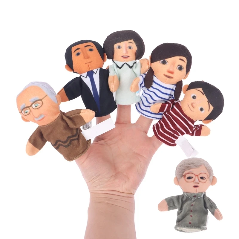 

6pcs/set Fun Cartoon Family Finger Puppet Role Play Tell Story Cloth Doll Educational Toys For Children Gift Kids Baby Plush Toy