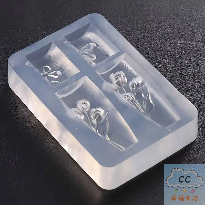 2025 HUA HUA 네일 몰드 실리콘 네일 아트 장식 DIY 꽃 튤립 디자인 네일 아트 템플릿 입체 매니큐어 도구