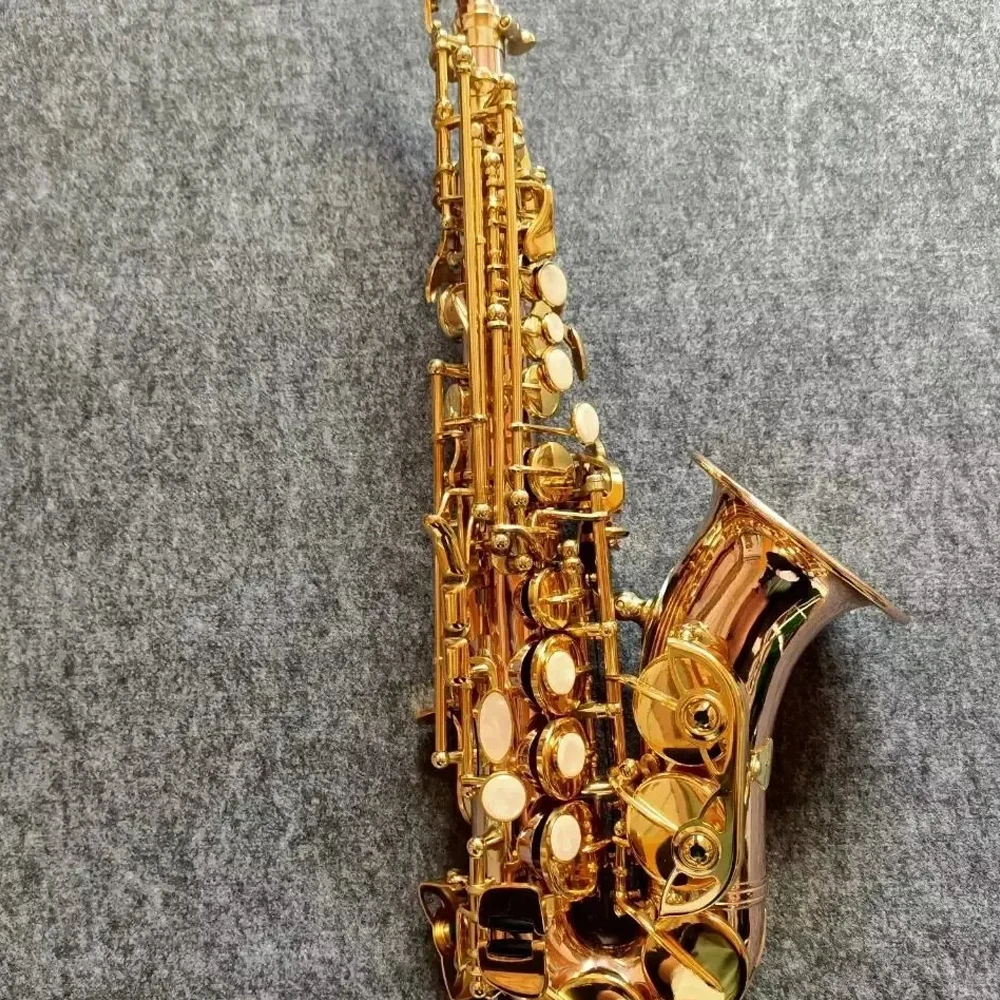 

Professional Bb 991 Elbow Soprano Saxophone BB Brass Gold Plated Music Musical Instrument Strap Accessories can be customized