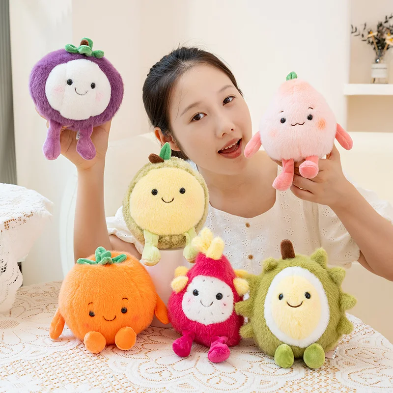 Precioso Aroma fruta de dibujos animados juguetes de peluche caqui Durian Hami melón melocotón juguetes Mini lindo compañero de escritorio bonito regalo
