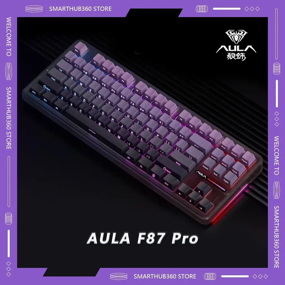 AULA F87 Pro Mechanical Keyboards 2.4G Wireless Bluetooth  Wired Three Mode RGB Side Light Hot Swappable Gaming Accessories