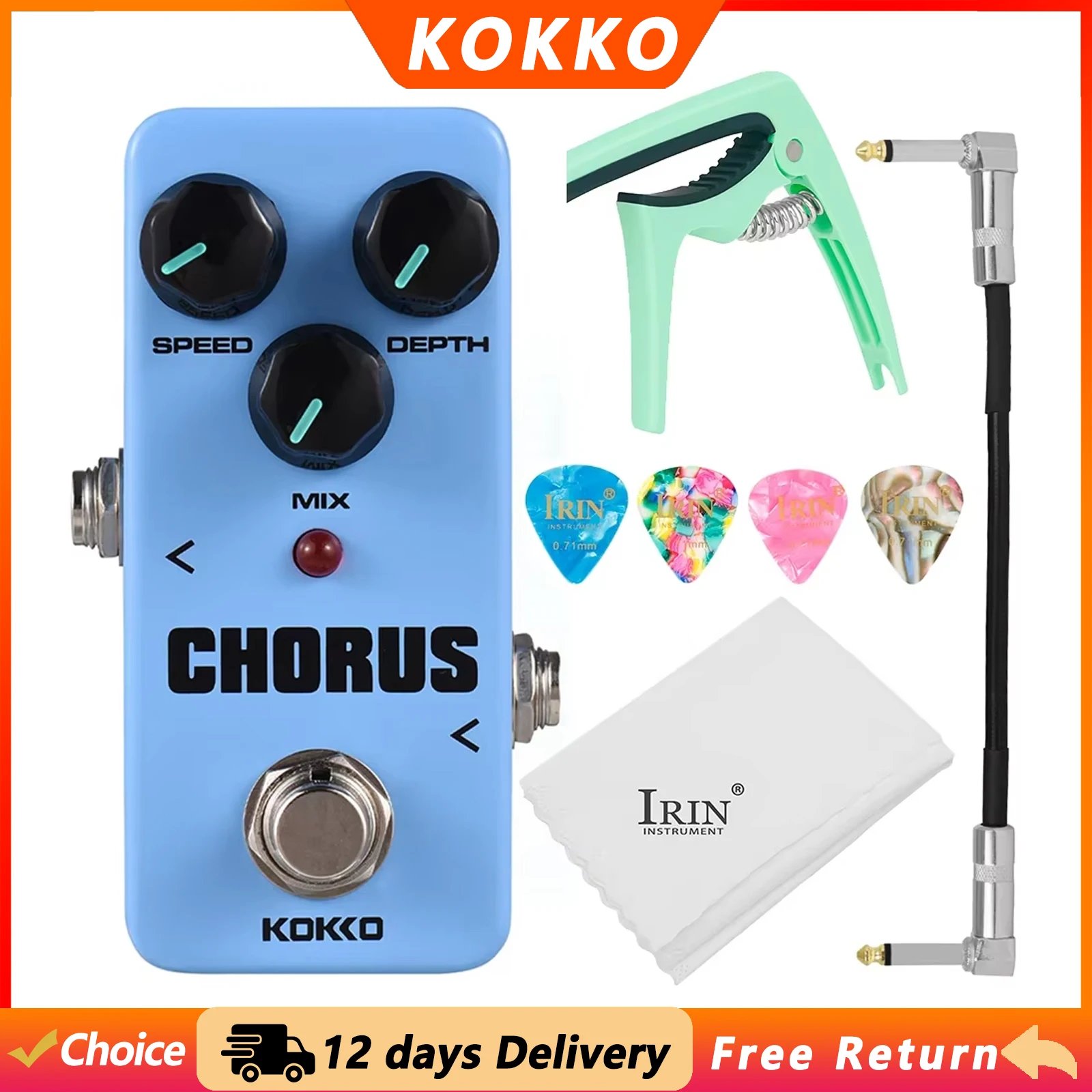 KOKKO Electric Guitar Analog Chorus Effect Pedal Mini Pedal for Guitar Bass Electric Guitar Parts Accessories Chorus Effect