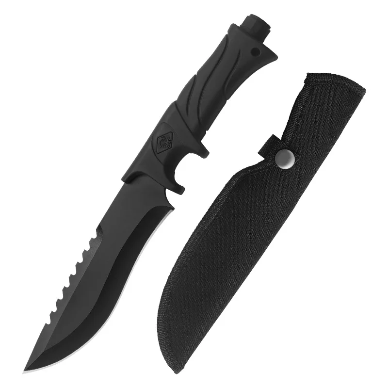 Outdoor Straight Knife Tactical Knife Multifunctional Knife Field Defense Knife Portable High Hardness Sharp Knife Survival Knif