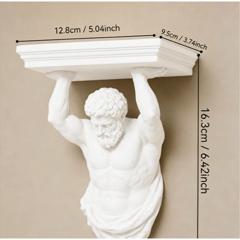 New 3D‑Printed Mini Atlas Wall‑Mount Shelf, Greek Mythology Sculpture Floating Storage Rack, Vintage Home Wall Decor 3 Colors