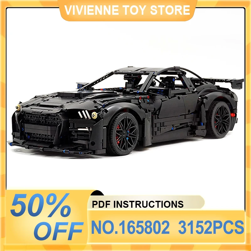 

MOC-165802 Technical Black SuperCar Custom Vehicle Model Building Blocks Brick DIY Puzzle Toys Birthday Christmas Gifts For Kids