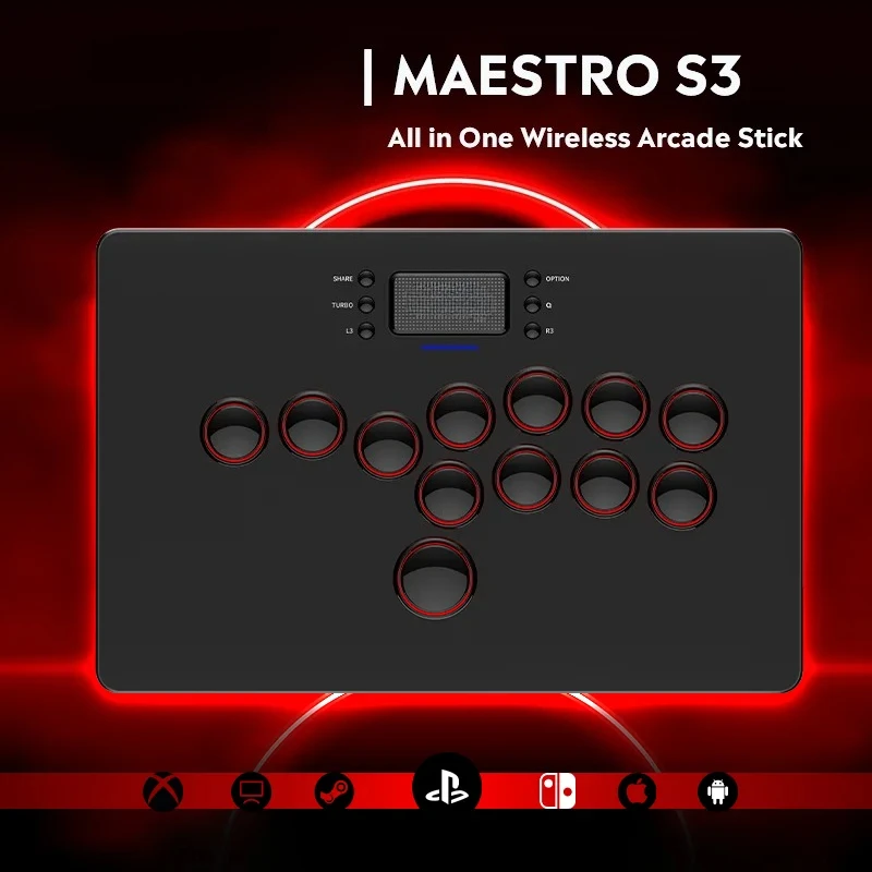 Maestro S3 Wireless arcade For PS5/PS4/PS3/Switch/Xbox/Steam/PC/IOS/Android Leverless Hitbox PS5 Controller Arcade Stick