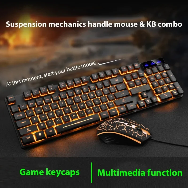 KM320 Keyboard And Mouse Set Waterproof Luminous Game Backlit Keyboard