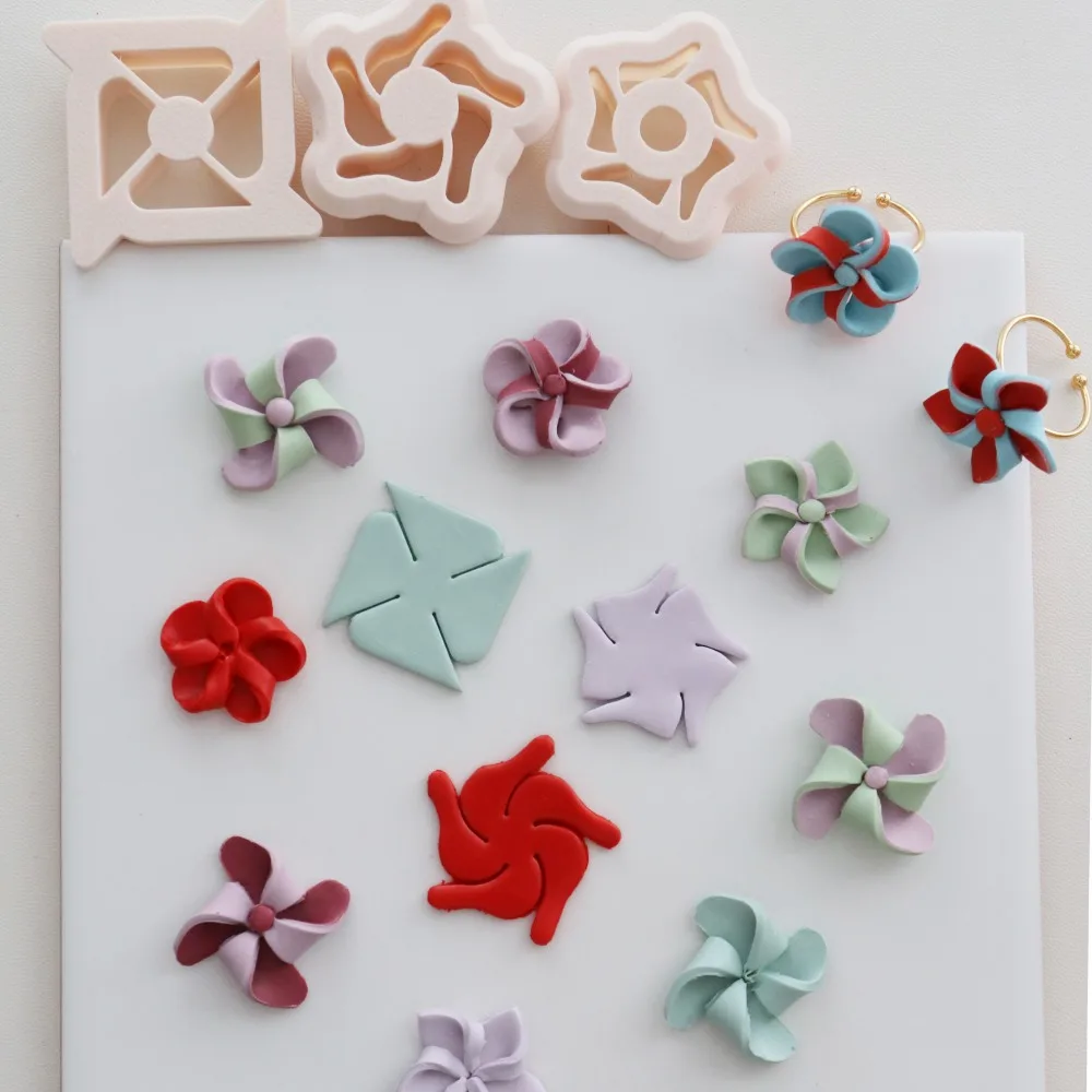 

3D ветряная мельница, резак для полимерной глины, мягкие керамические кольца, серьги, форма для резки ручной работы