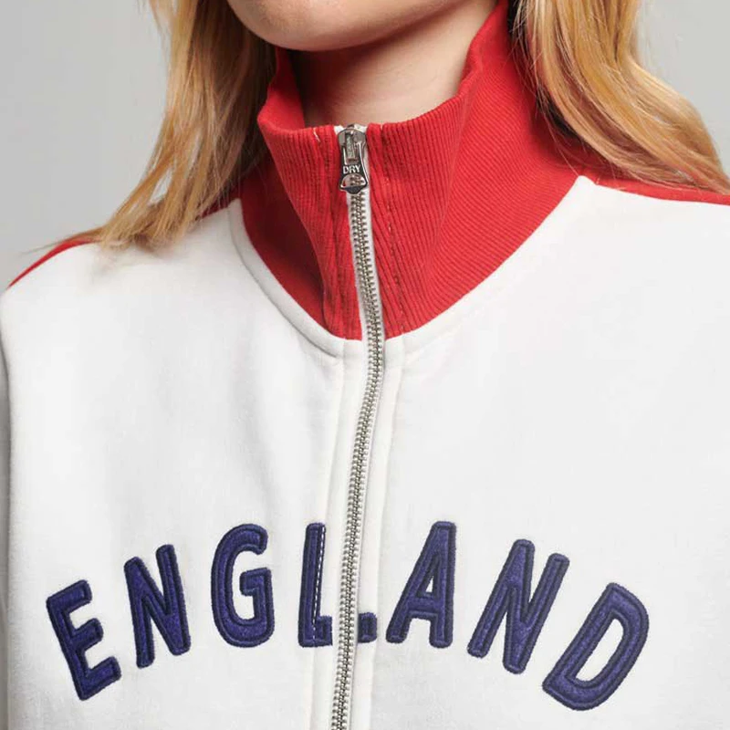 England Aesthetic Women\'s Slim Fit Zipper Sweatshirts 2000s Retro Grunge High Collar Hoodies Girls Jacket Coat Y2k Clothing Top