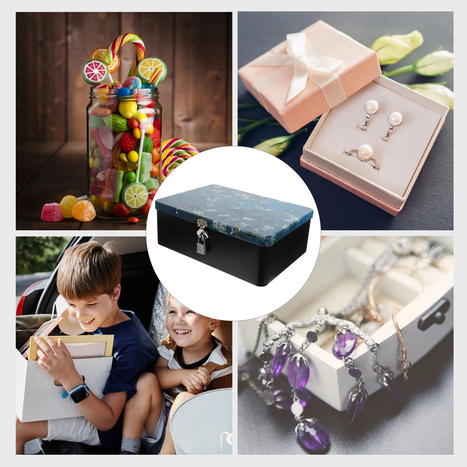 

1pcs Vintage Tinplate Storage Box Decorative Tin Case for Wedding Party Promotion Candy Jewelry Small Gifts Packaging Container